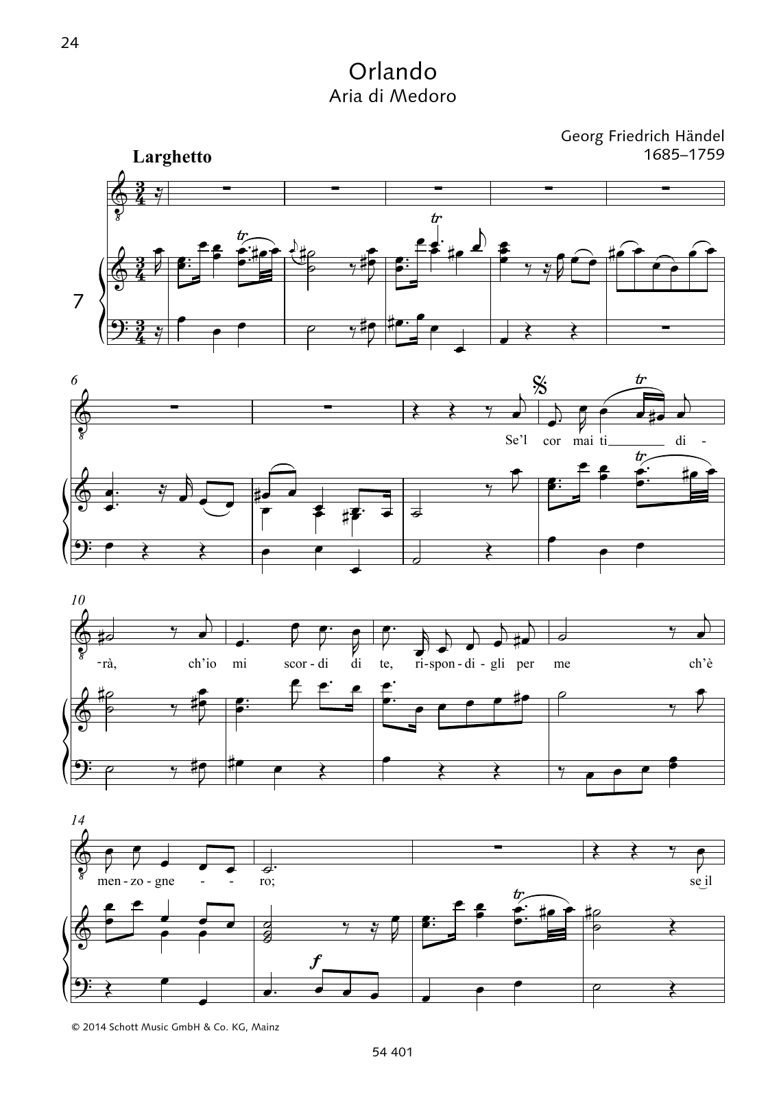 Learn to play George Frideric Handel Se'l cor mai ti dirá sheet music for Piano & Vocal in minutes. Price: 6.9900$ George Frideric Handel Se'l cor mai ti dirá sheet music notes and chords arranged for Piano & Vocal