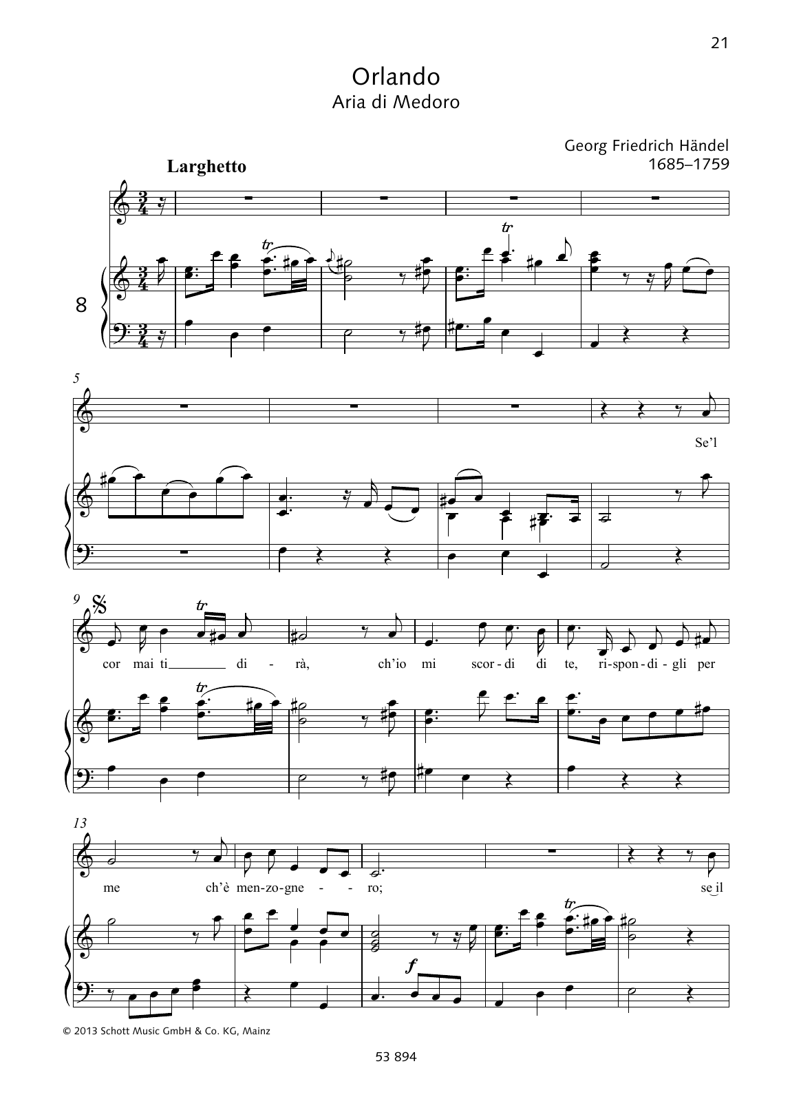 Learn to play George Frideric Handel Se'l cor mai ti dira sheet music for Piano & Vocal in minutes. Price: 6.9900$ George Frideric Handel Se'l cor mai ti dira sheet music notes and chords arranged for Piano & Vocal