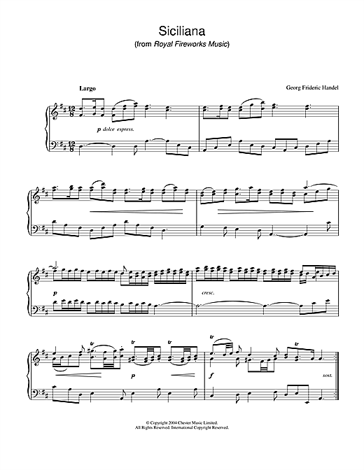 George Frideric Handel Siciliana sheet music notes and chords. Download Printable PDF.