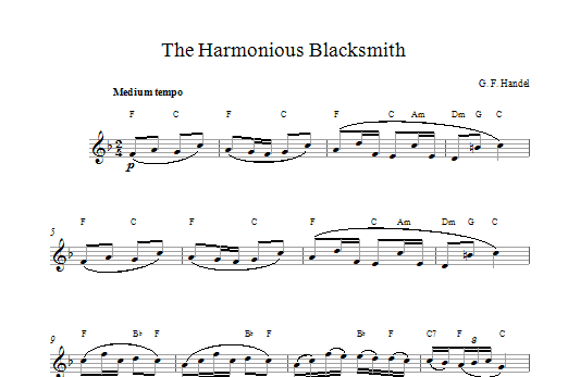 George Frideric Handel The Harmonious Blacksmith sheet music notes and chords. Download Printable PDF.