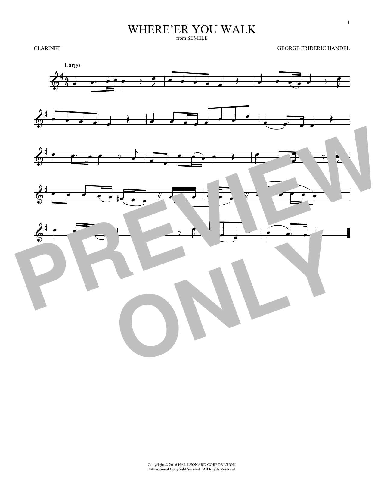 George Frideric Handel "Where E'er You Walk" Sheet Music PDF Notes ...