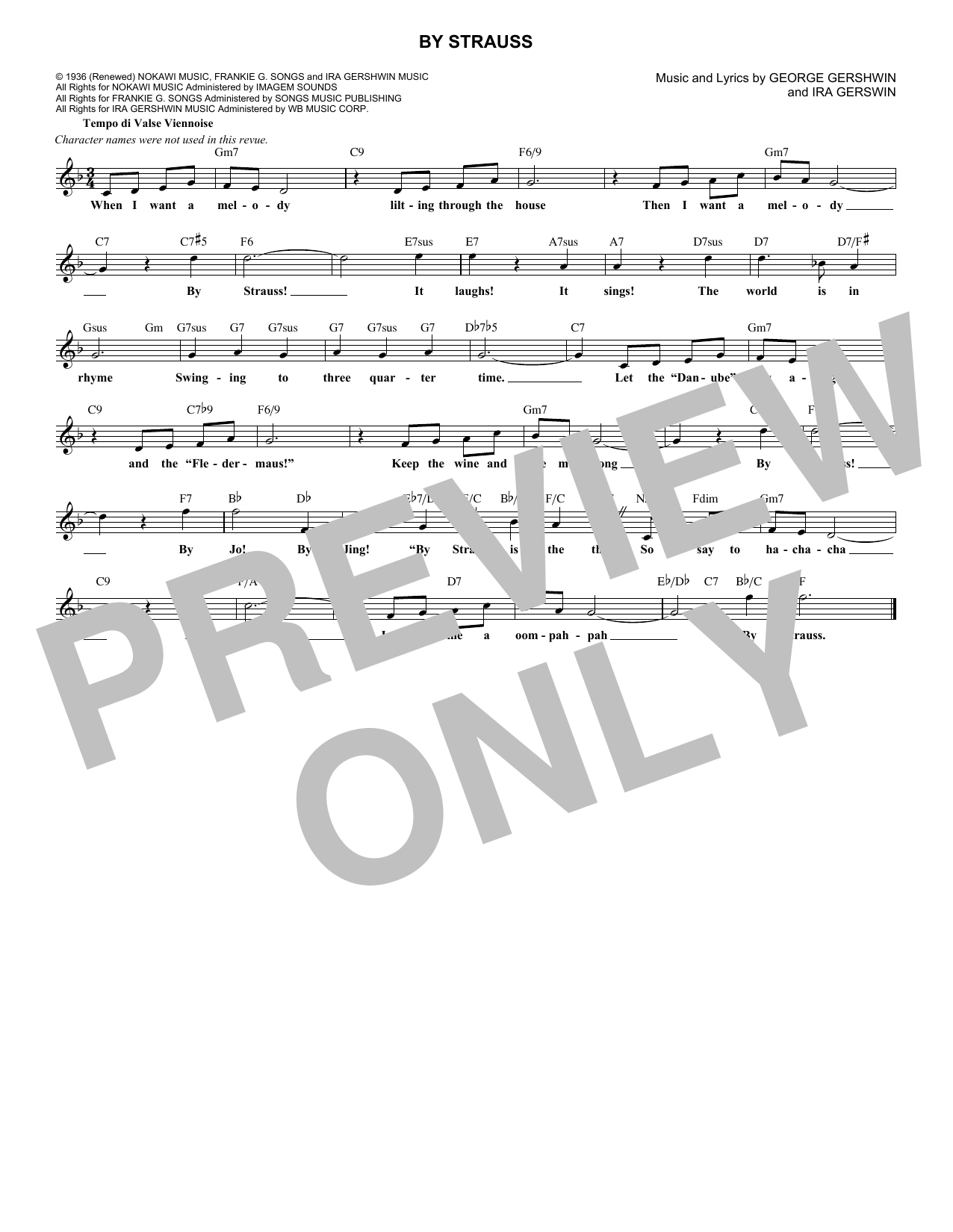 George Gershwin By Strauss sheet music notes and chords. Download Printable PDF.