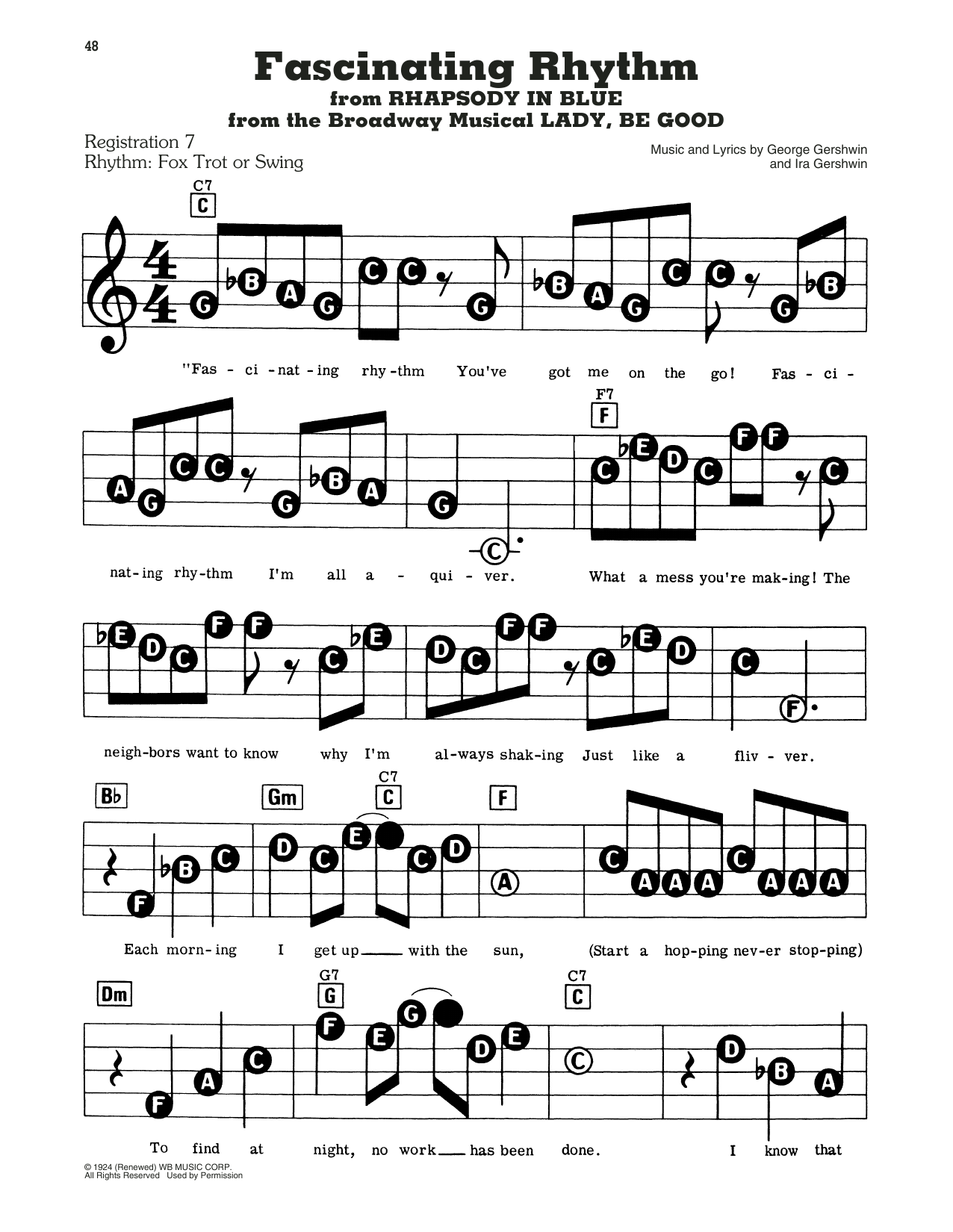 George Gershwin Fascinating Rhythm Sheet Music Download Printable