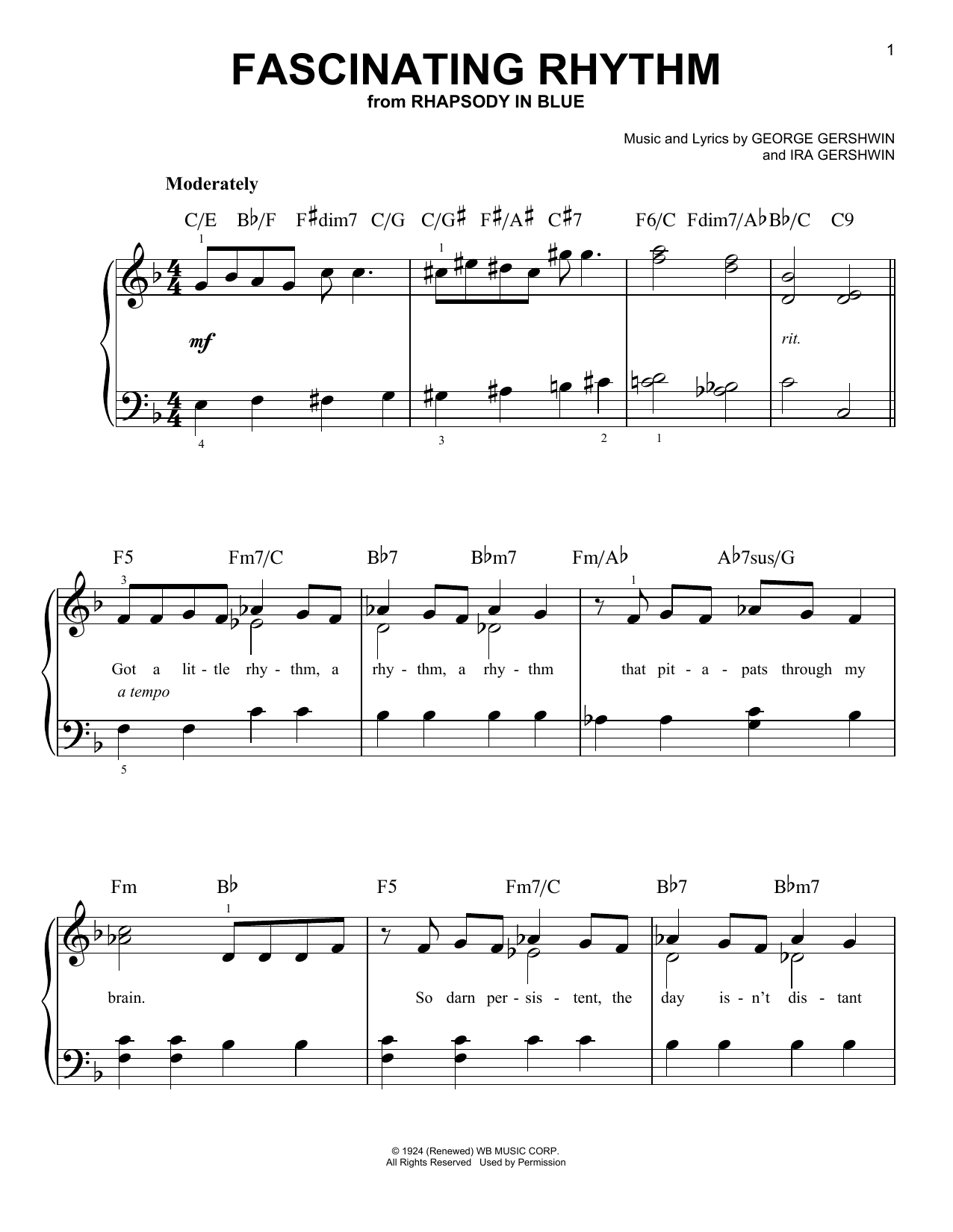 Vinicius De Moraes Fascinating Rhythm sheet music notes and chords. Download Printable PDF.