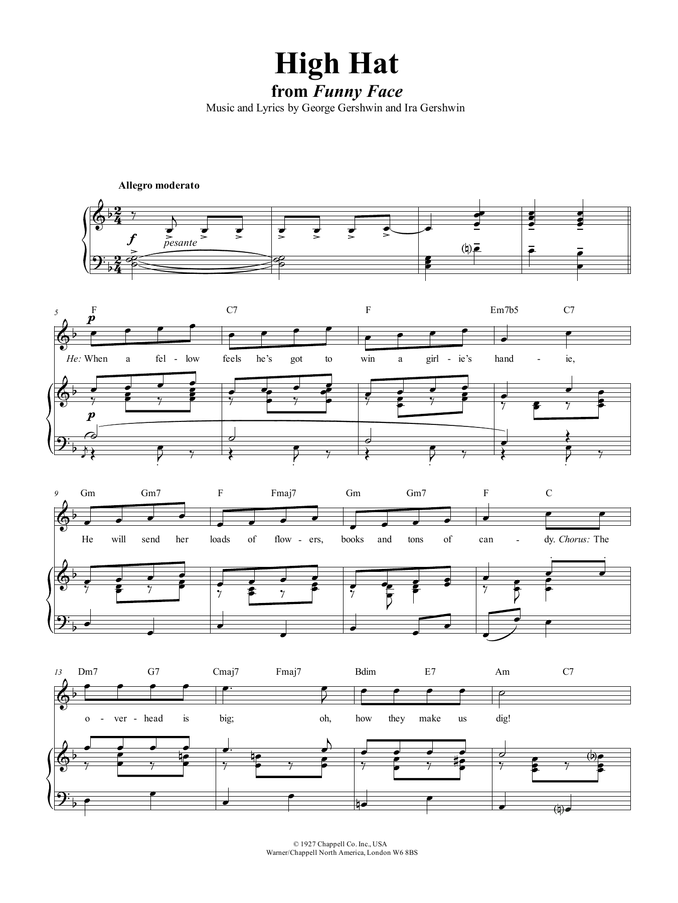 George Gershwin High Hat sheet music notes and chords. Download Printable PDF.