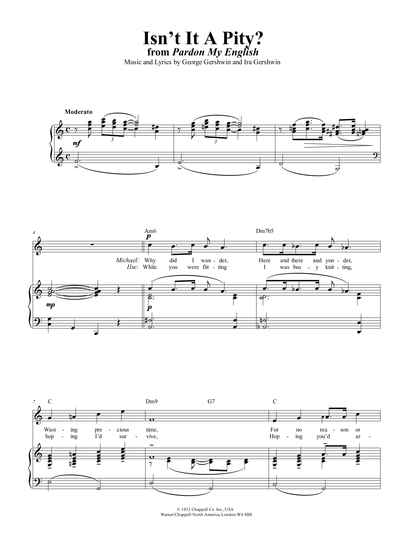 Learn to play George Gershwin Isn't It A Pity sheet music for Piano, Vocal & Guitar Chords (Right-Hand Melody) in minutes. Price: 6.9900$ George Gershwin Isn't It A Pity sheet music notes and chords arranged for Piano, Vocal & Guitar Chords (Right-Hand Melody)