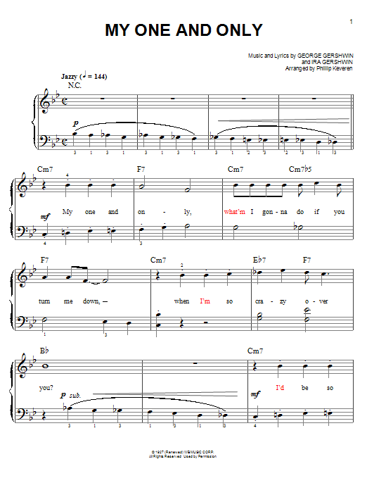 Learn to play Phillip Keveren My One And Only sheet music for Easy Piano in minutes. Price: 6.9900$ Phillip Keveren My One And Only sheet music notes and chords arranged for Easy Piano