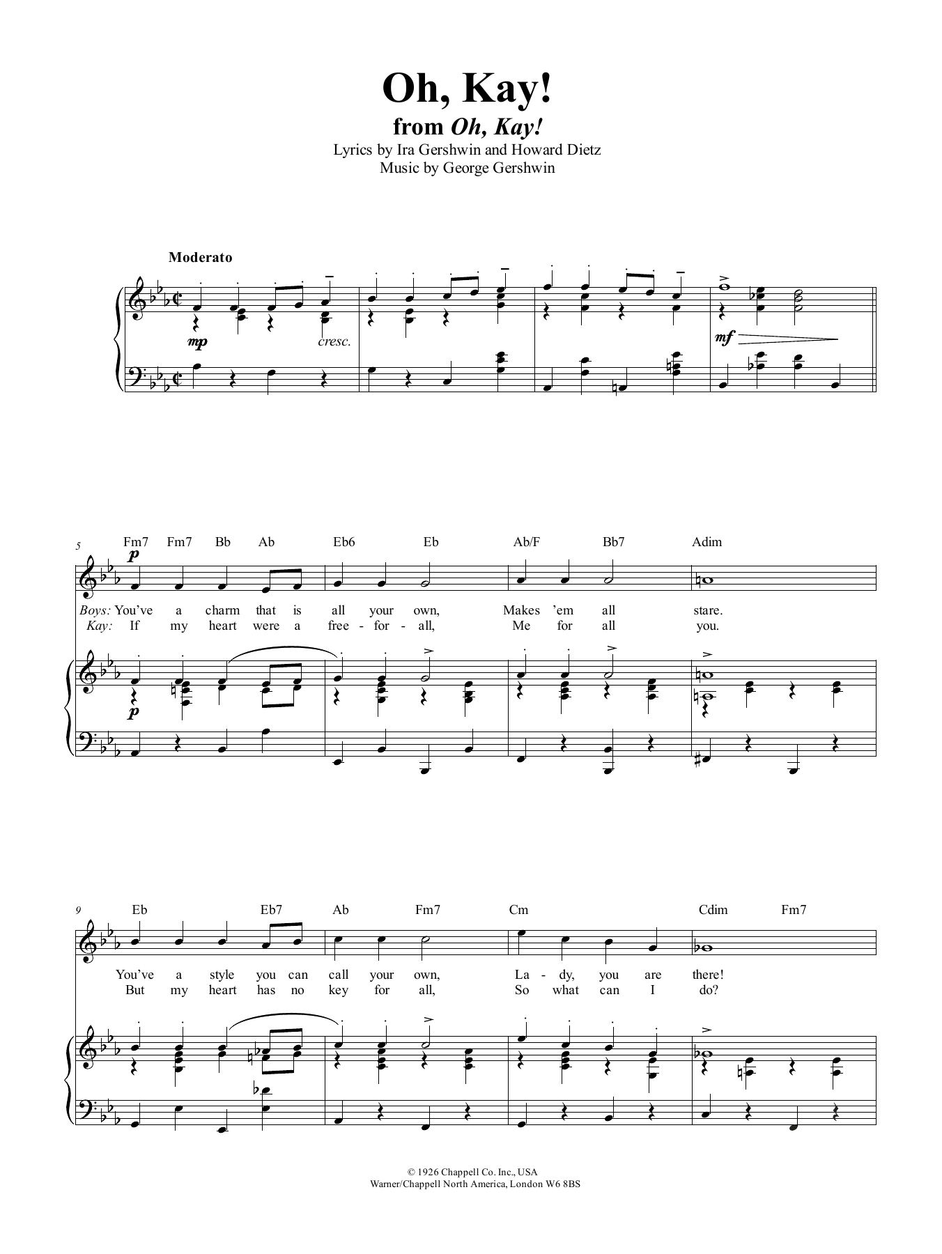 George Gershwin Oh, Kay sheet music notes and chords. Download Printable PDF.