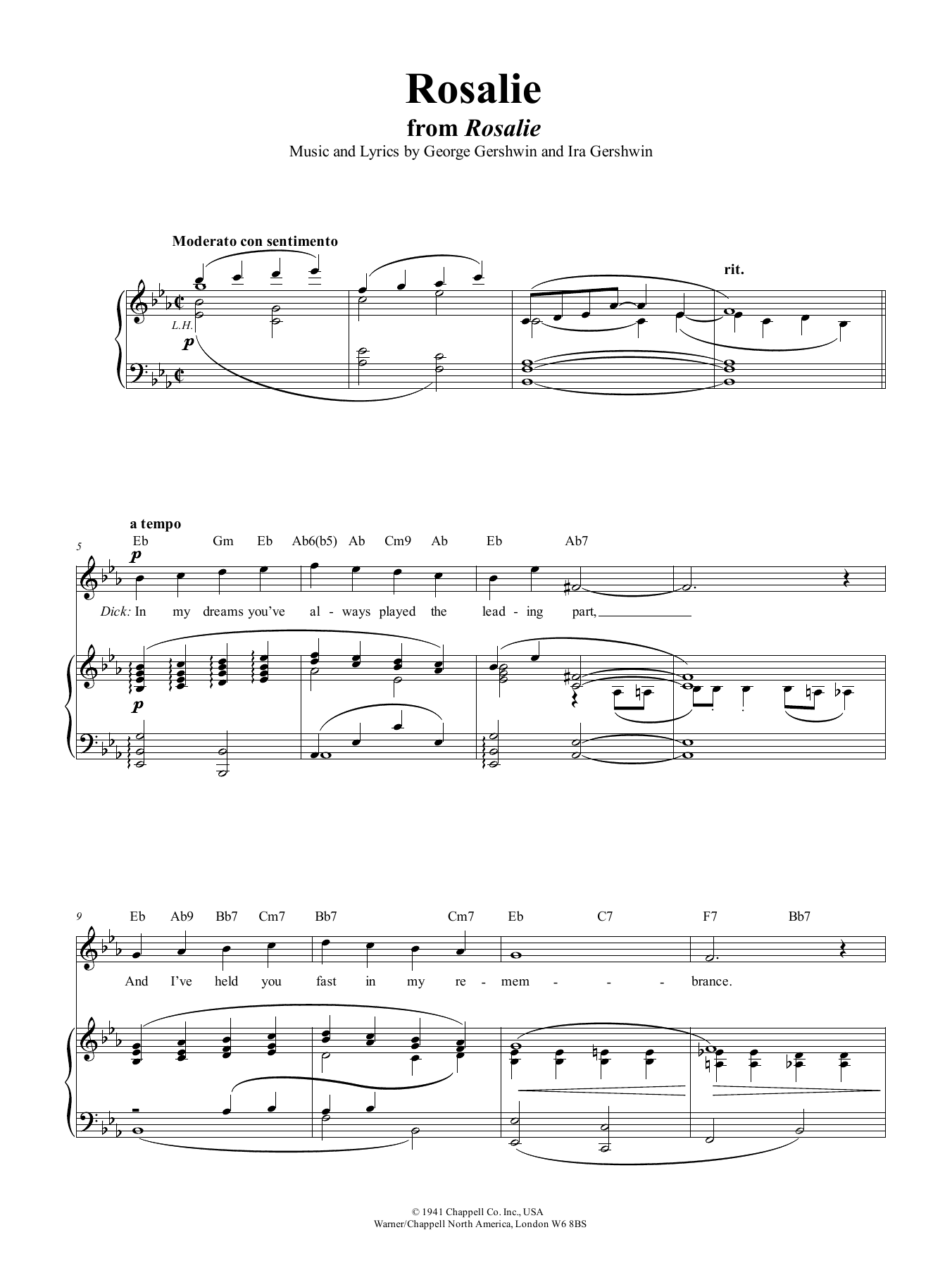 George Gershwin Rosalie sheet music notes and chords. Download Printable PDF.