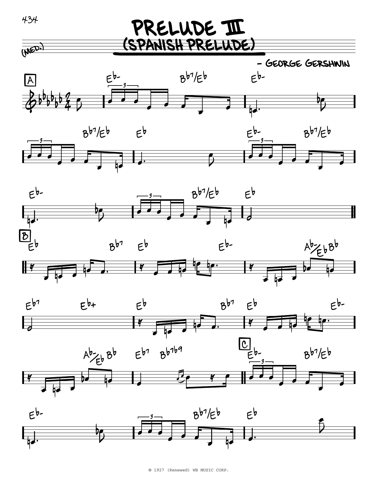 George Gershwin Three Preludes sheet music notes and chords. Download Printable PDF.