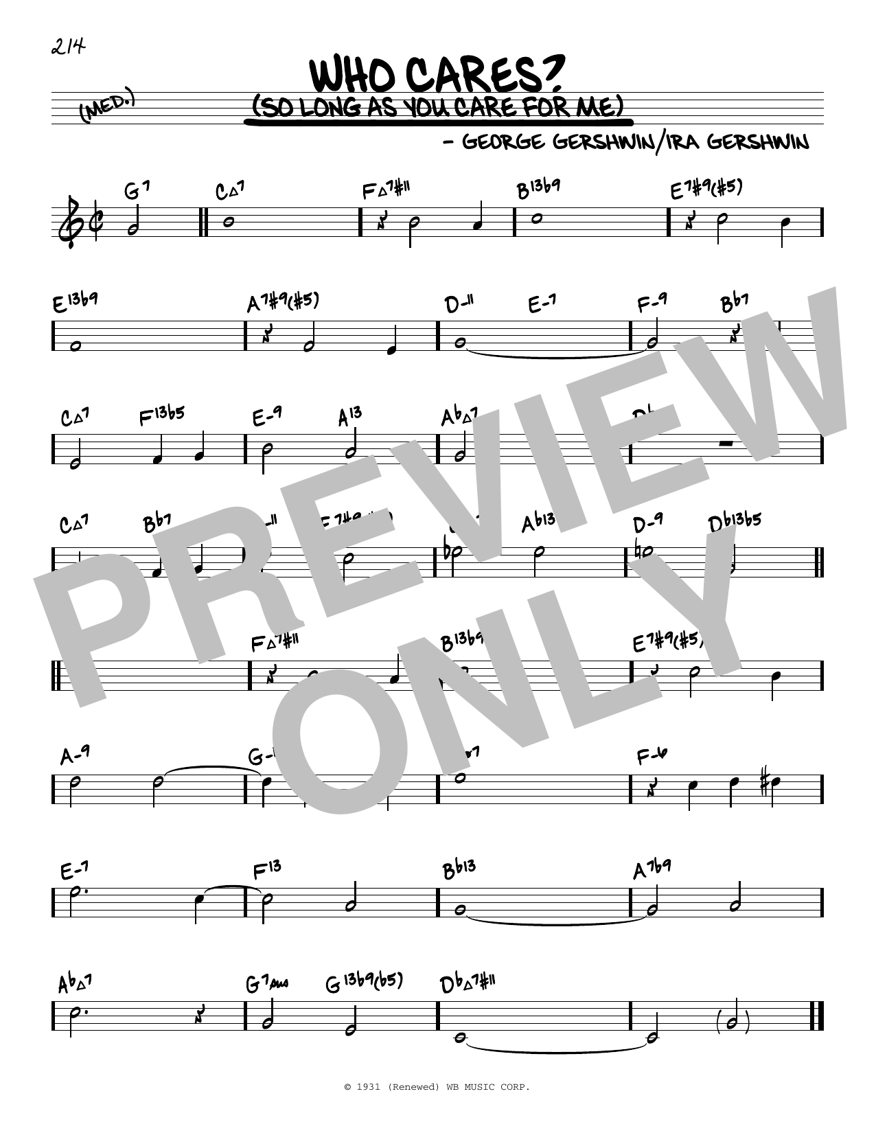 Learn to play George Gershwin Who Cares? (So Long As You Care For Me) (arr. David Hazeltine) sheet music for Real Book – Enhanced Chords in minutes. Price: 5.9900$ George Gershwin Who Cares? (So Long As You Care For Me) (arr. David Hazeltine) sheet music notes and chords arranged for Real Book – Enhanced Chords