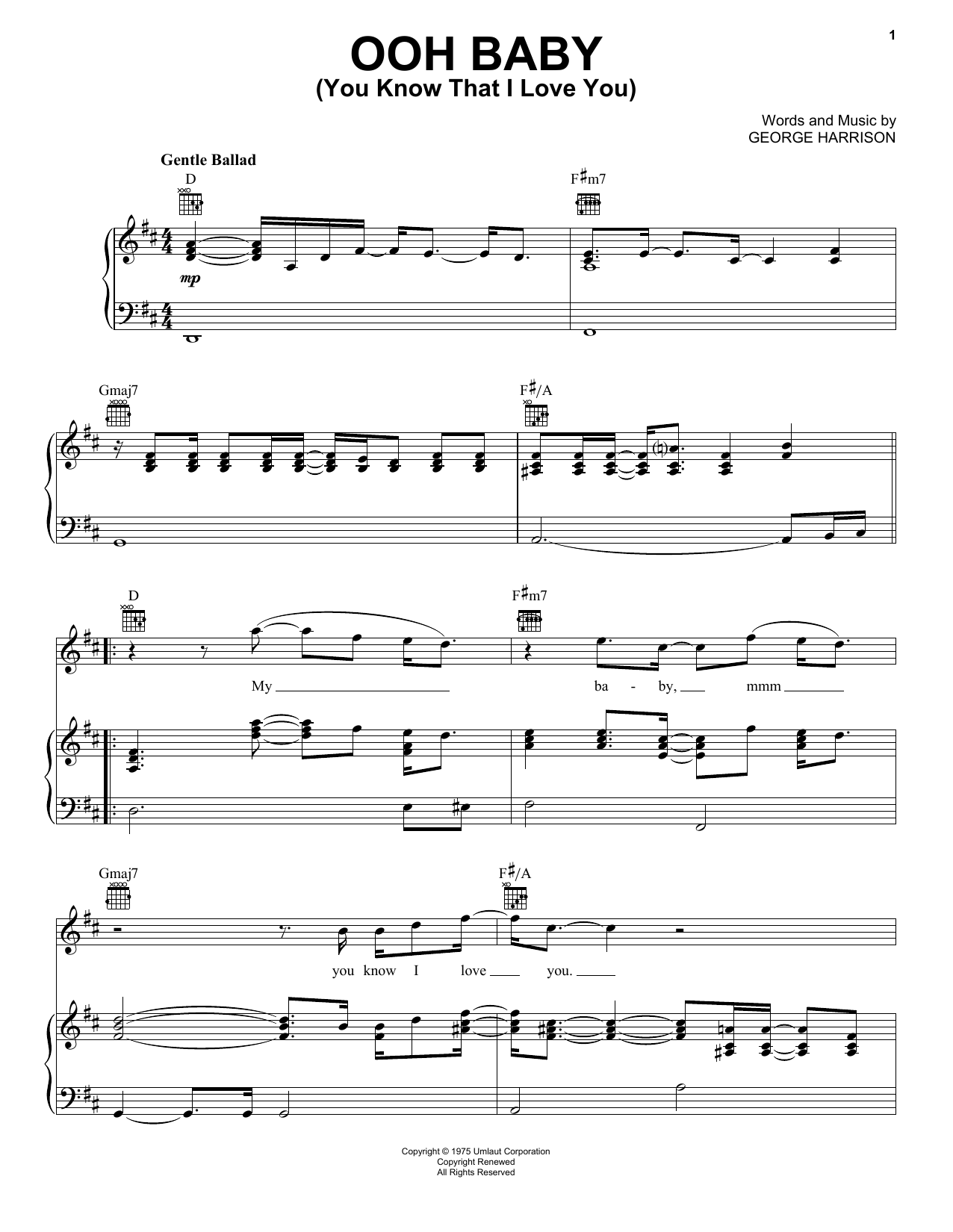 George Harrison Ooh Baby You Know That I Love You Sheet Music Pdf Notes Chords Pop Score Piano Vocal Guitar Right Hand Melody Download Printable Sku George Harrison Ooh Baby You Know That I Love You Sheet Music Pdf Notes Chords Pop Score Piano Vocal Guitar Right Hand Melody Download Printable Sku