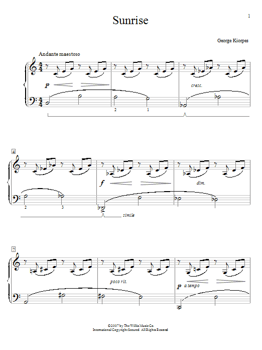 George Kiorpes Sunrise sheet music notes and chords. Download Printable PDF.