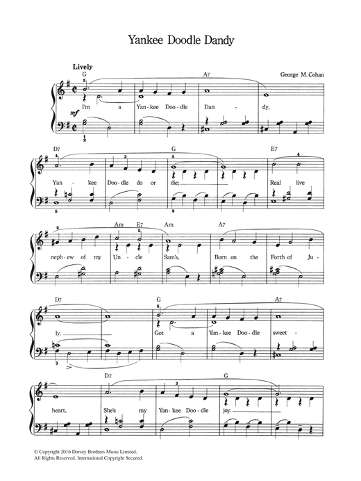 George m cohan yankee doodle dandy sheet music for piano vocal