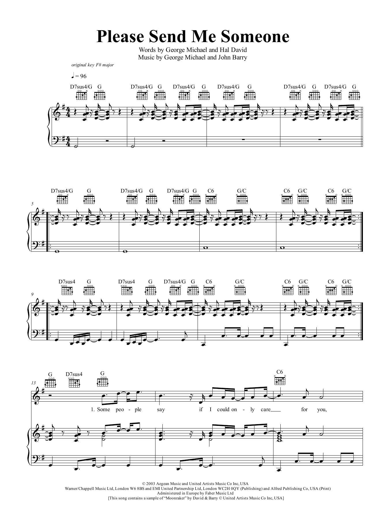 Learn to play George Michael Please Send Me Someone sheet music for Piano, Vocal & Guitar Chords (Right-Hand Melody) in minutes. Price: 6.9900$ George Michael Please Send Me Someone sheet music notes and chords arranged for Piano, Vocal & Guitar Chords (Right-Hand Melody)