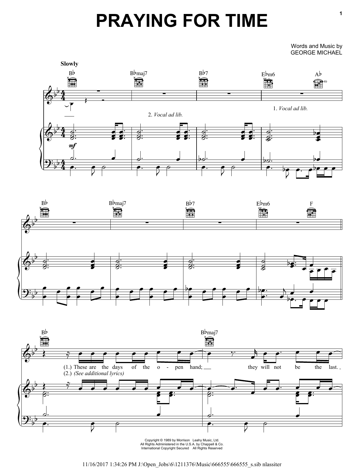 George Michael "Praying For Time" Sheet Music PDF Notes, Chords | Pop Score Piano, Vocal Guitar (Right-Hand Melody) Download Printable. SKU: