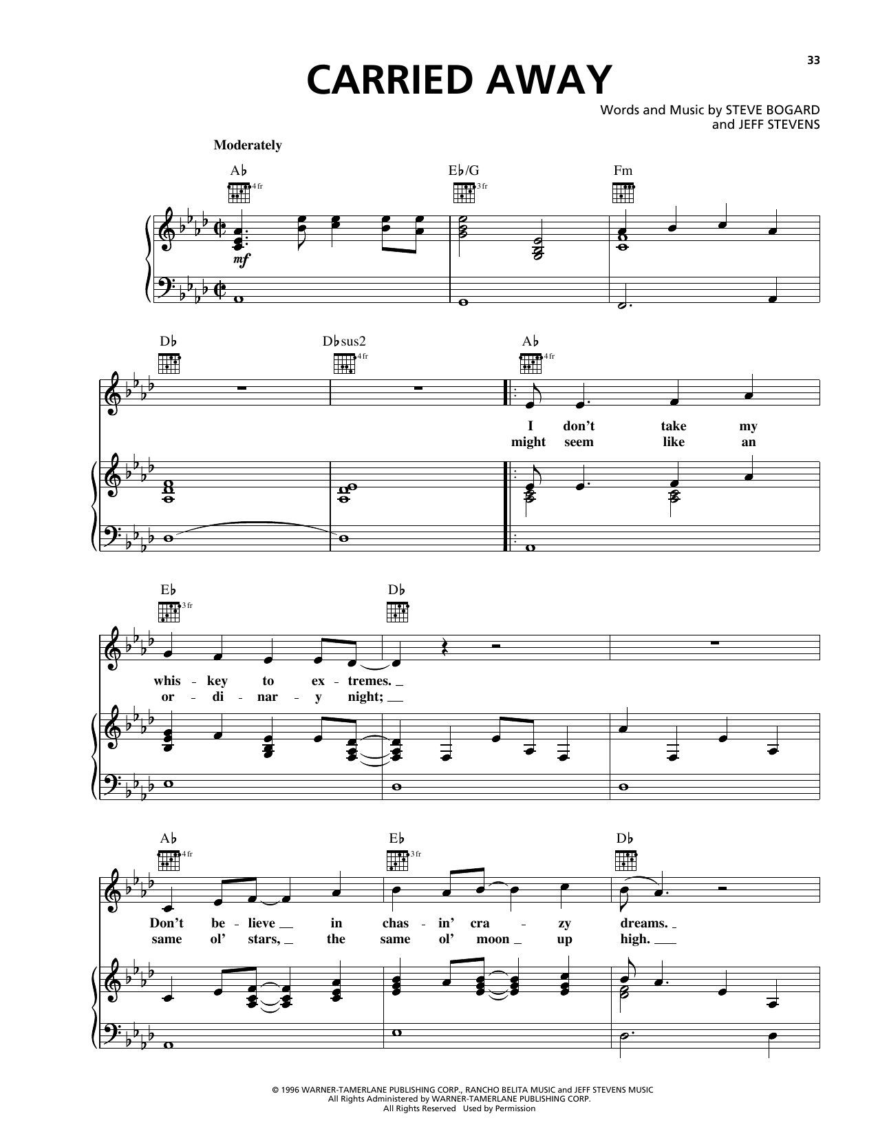 George Strait Carried Away sheet music notes and chords. Download Printable PDF.