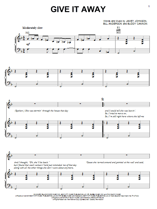 George Strait Give It Away sheet music notes and chords. Download Printable PDF.