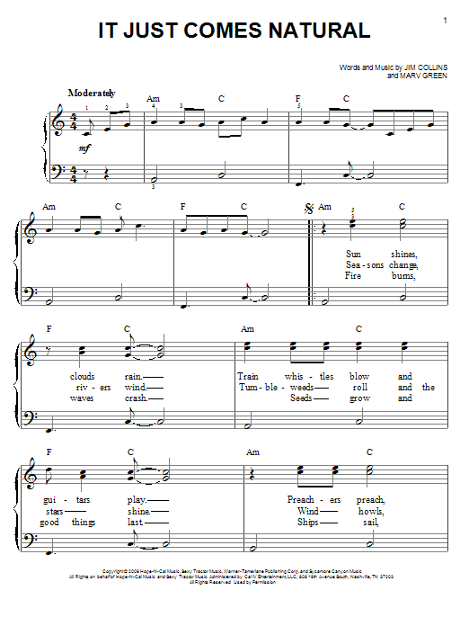 Learn to play George Strait It Just Comes Natural sheet music for Easy Piano in minutes. George Strait It Just Comes Natural sheet music notes and chords. Download Printable PDF.