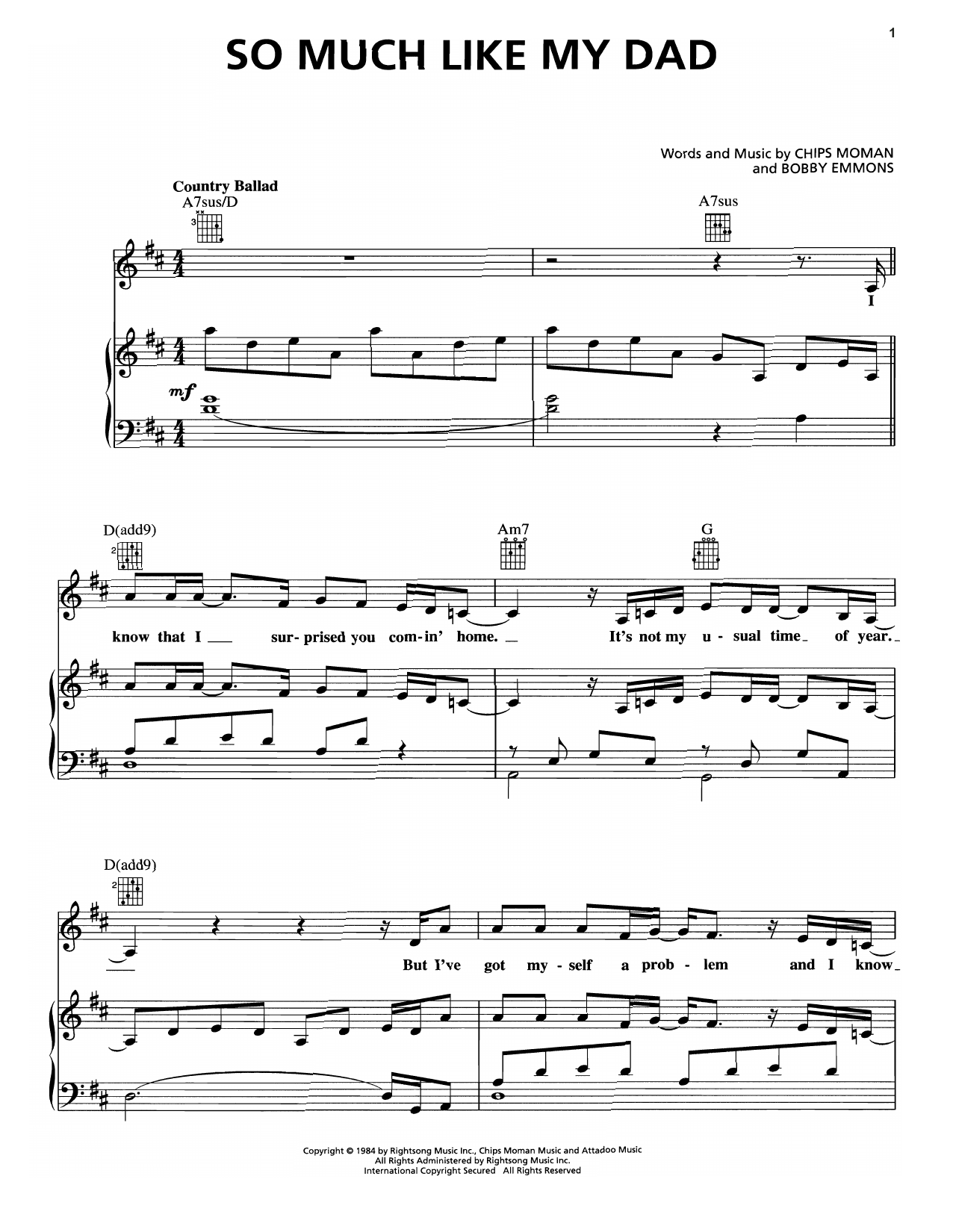 Learn to play George Strait So Much Like My Dad sheet music for Piano, Vocal & Guitar Chords (Right-Hand Melody) in minutes. Price: 7.8900$ George Strait So Much Like My Dad sheet music notes and chords arranged for Piano, Vocal & Guitar Chords (Right-Hand Melody)