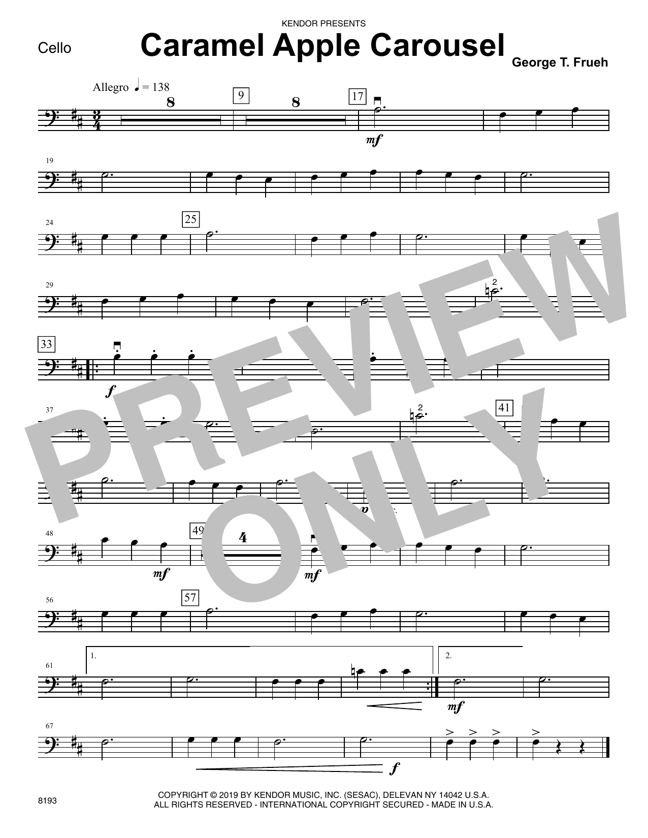 Learn to play George T. Frueh Caramel Apple Carousel - Cello sheet music for Orchestra in minutes. George T. Frueh Caramel Apple Carousel - Cello sheet music notes and chords. Download Printable PDF.