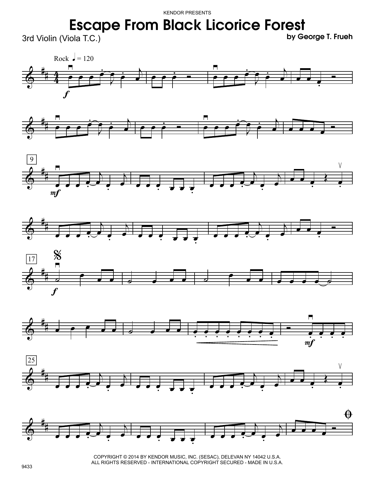 Learn to play George T. Frueh Escape From Black Licorice Forest - Violin 3 (Viola T.C.) sheet music for Orchestra in minutes. George T. Frueh Escape From Black Licorice Forest - Violin 3 (Viola T.C.) sheet music notes and chords. Download Printable PDF.