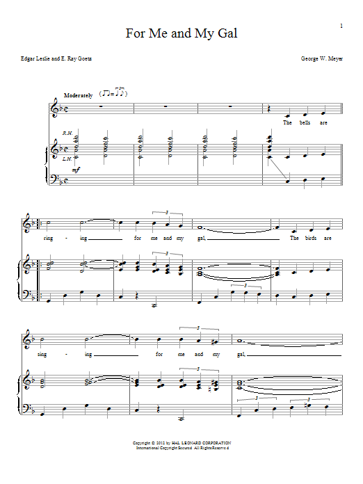 George W. Meyer For Me And My Gal sheet music notes and chords arranged for Piano & Vocal