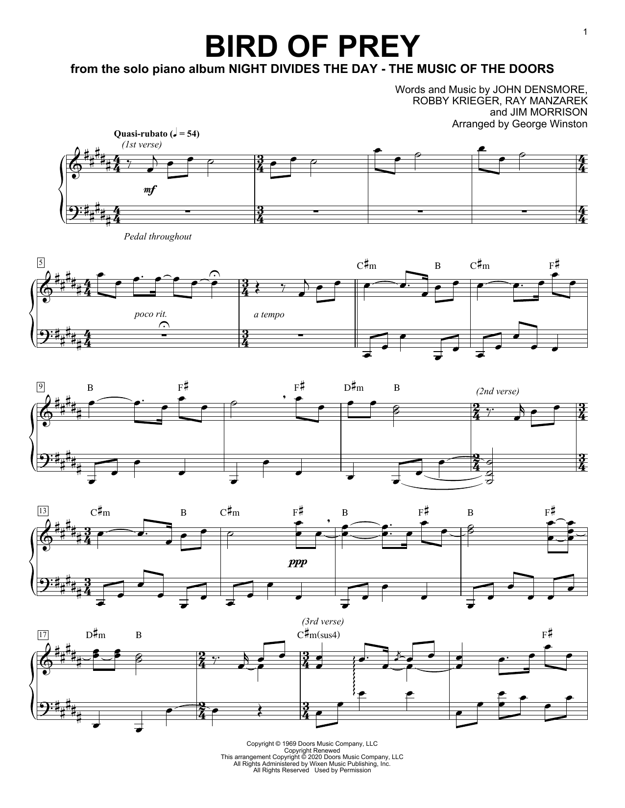 Learn to play George Winston Bird Of Prey sheet music for Piano Solo in minutes. Price: 7.8900$ George Winston Bird Of Prey sheet music notes and chords arranged for Piano Solo