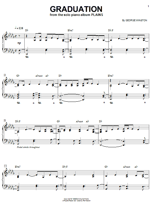 Learn to play George Winston Graduation sheet music for Piano Solo in minutes. George Winston Graduation sheet music notes and chords