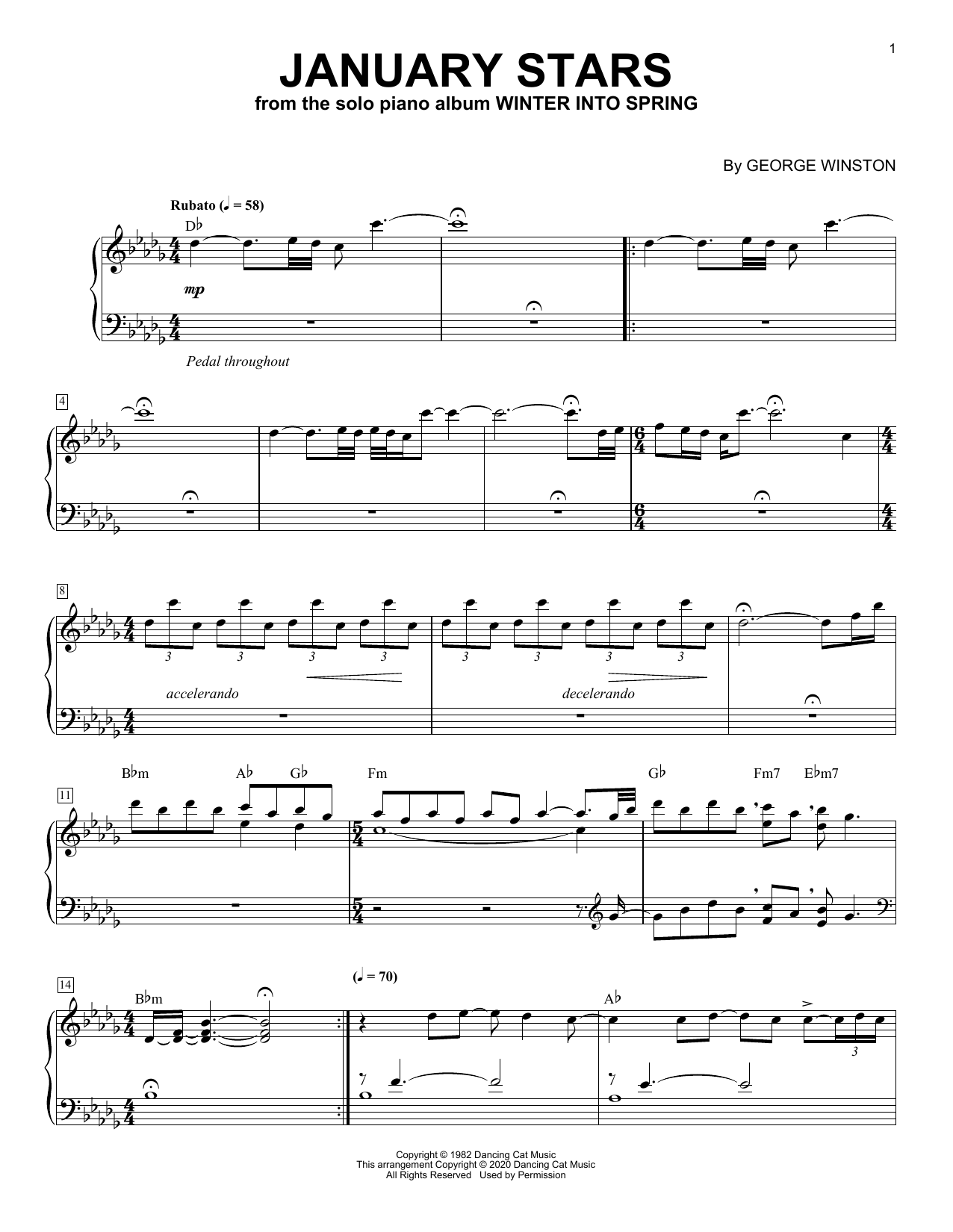 George Winston January Stars sheet music notes and chords. Download Printable PDF.