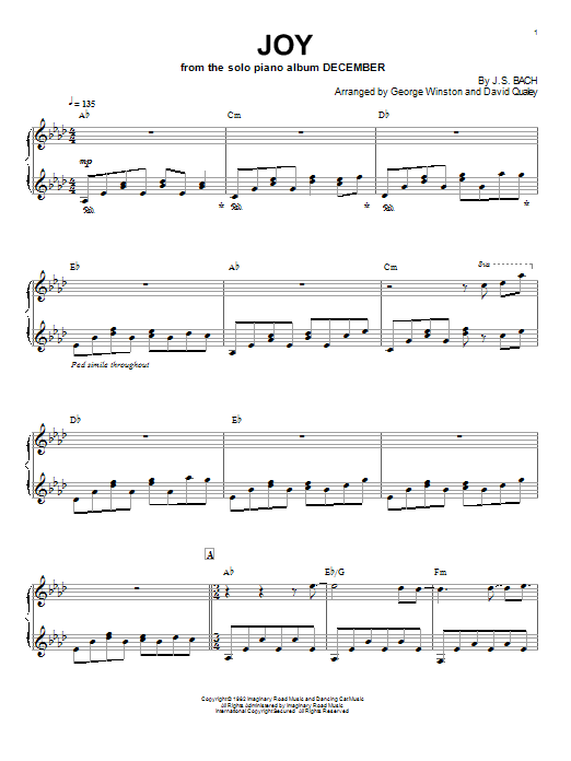 George Winston 'Joy' Sheet Music | Download Printable PDF Chords & Score at  FreshSheetMusic.com