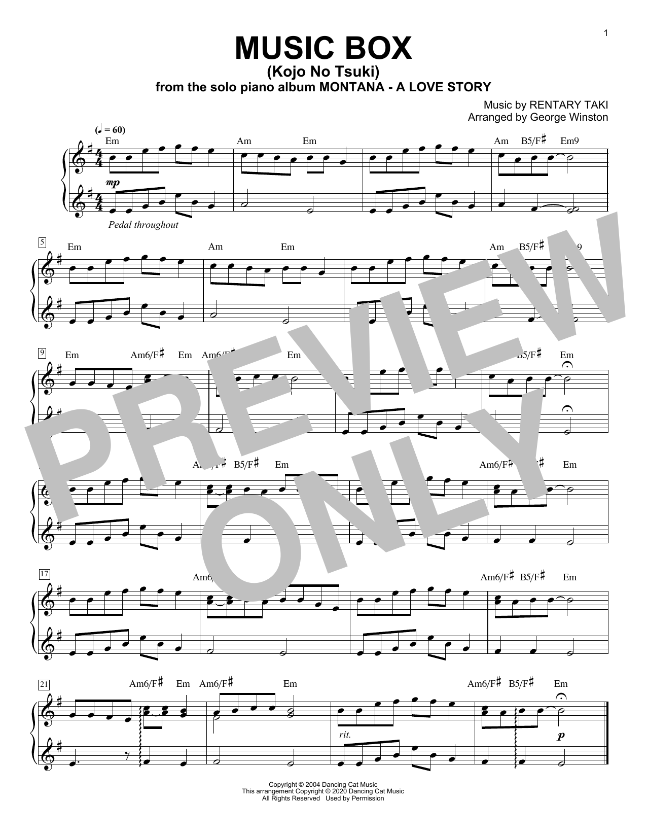 Learn to play George Winston Music Box (Kojo No Tsuki) sheet music for Piano Solo in minutes. Price: 7.8900$ George Winston Music Box (Kojo No Tsuki) sheet music notes and chords arranged for Piano Solo