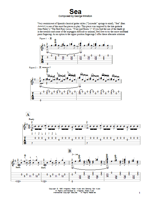 George Winston Sea sheet music notes and chords. Download Printable PDF.