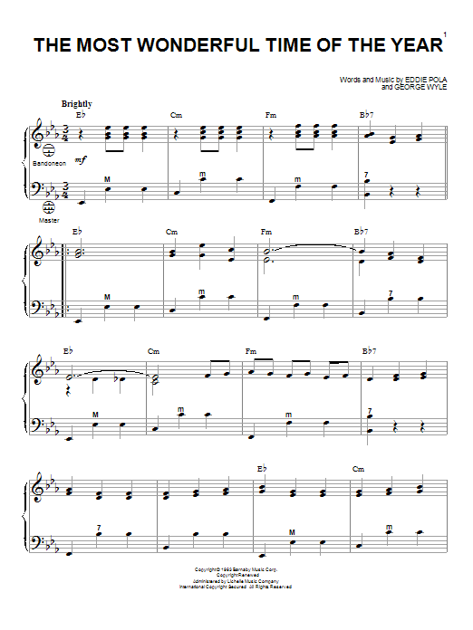George Wyle The Most Wonderful Time Of The Year sheet music notes and chords. Download Printable PDF.