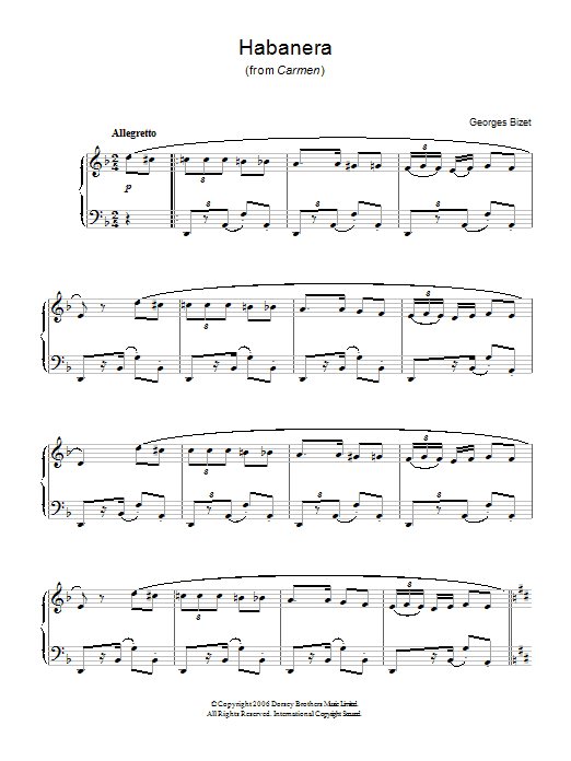 Georges Bizet Habanera sheet music notes and chords. Download Printable PDF.