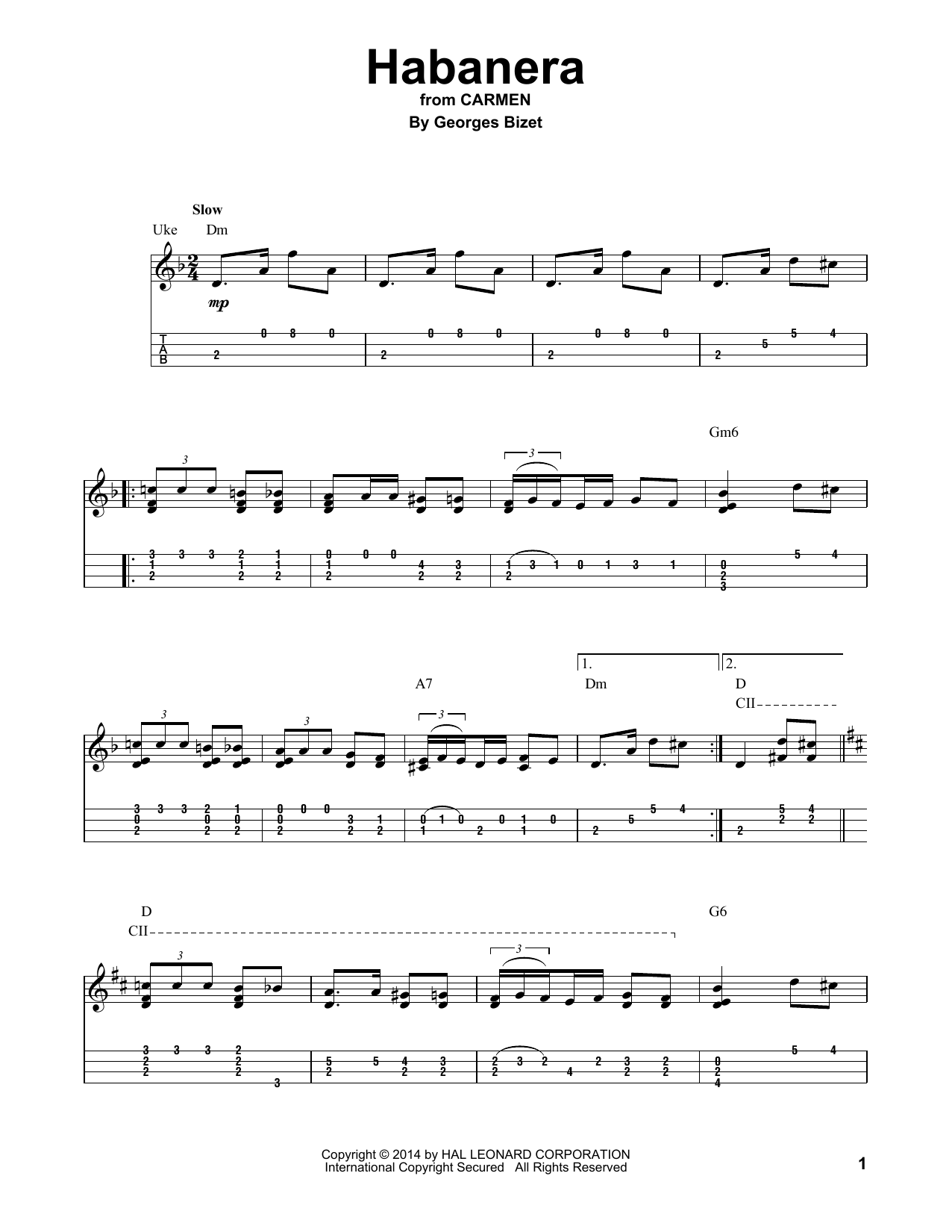 Georges Bizet Habanera sheet music notes and chords. Download Printable PDF.