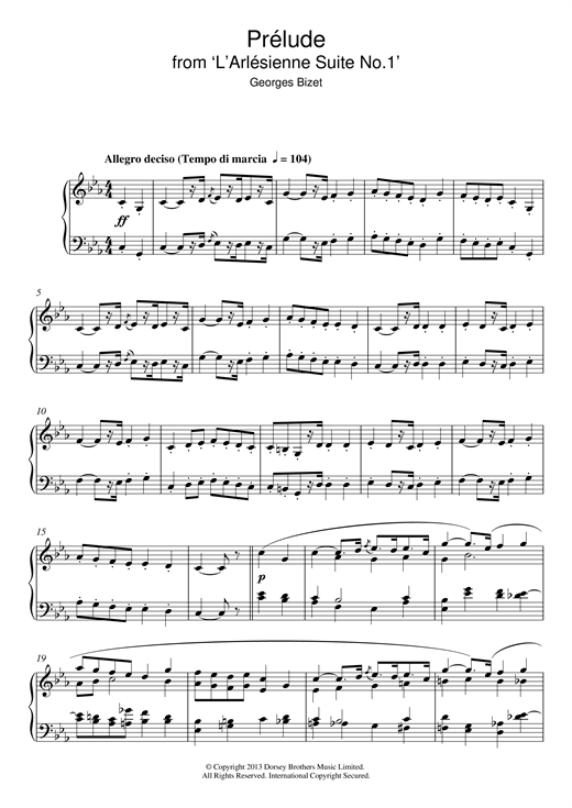 Learn to play Georges Bizet Prelude (from ‘L'Arlesienne') sheet music for Piano Solo in minutes. Georges Bizet Prelude (from ‘L'Arlesienne') sheet music notes and chords