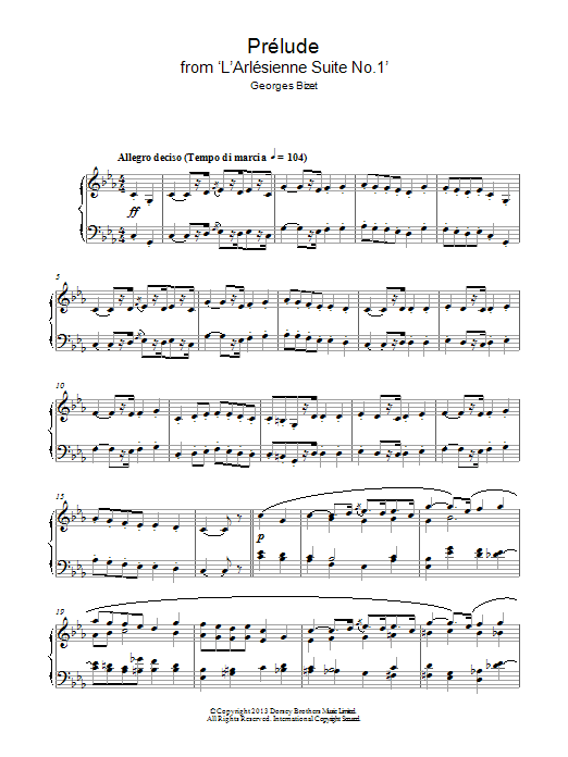 Learn to play Georges Bizet Prelude (from ‘L'Arlesienne') sheet music for Piano Solo in minutes. Georges Bizet Prelude (from ‘L'Arlesienne') sheet music notes and chords. Download Printable PDF.