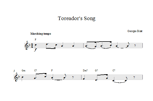 Georges Bizet Toreador's Song (from Carmen) sheet music notes and chords. Download Printable PDF.