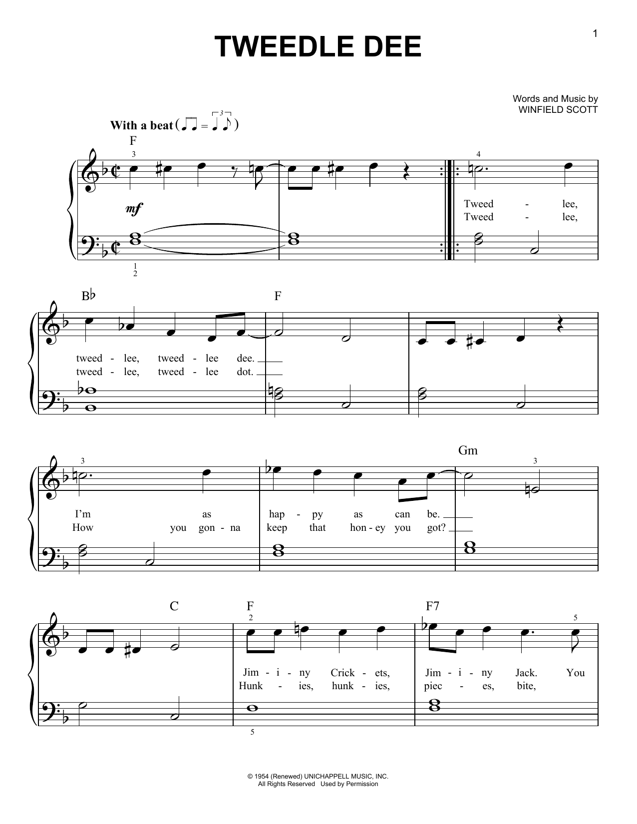 Georgia Gibbs Tweedle Dee sheet music notes and chords. Download Printable PDF.