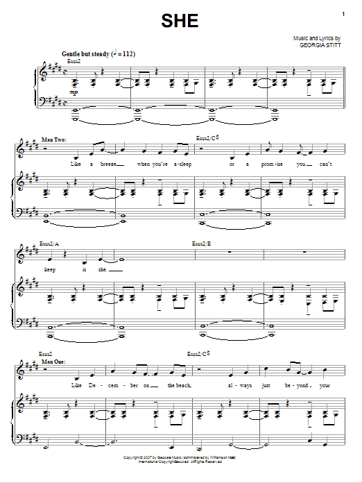 Georgia Stitt She sheet music notes and chords. Download Printable PDF.