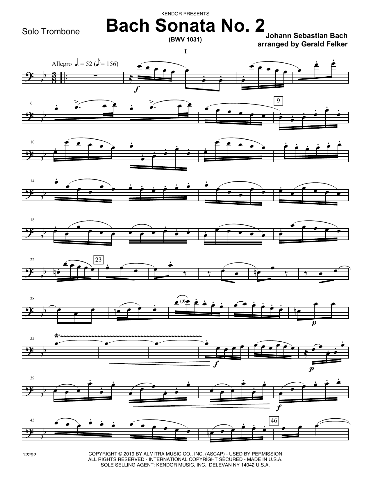 Learn to play Gerald Felker Bach Sonata No. 2 (bwv 1031) - Trombone sheet music for Brass Solo in minutes. Gerald Felker Bach Sonata No. 2 (bwv 1031) - Trombone sheet music notes and chords. Download Printable PDF.