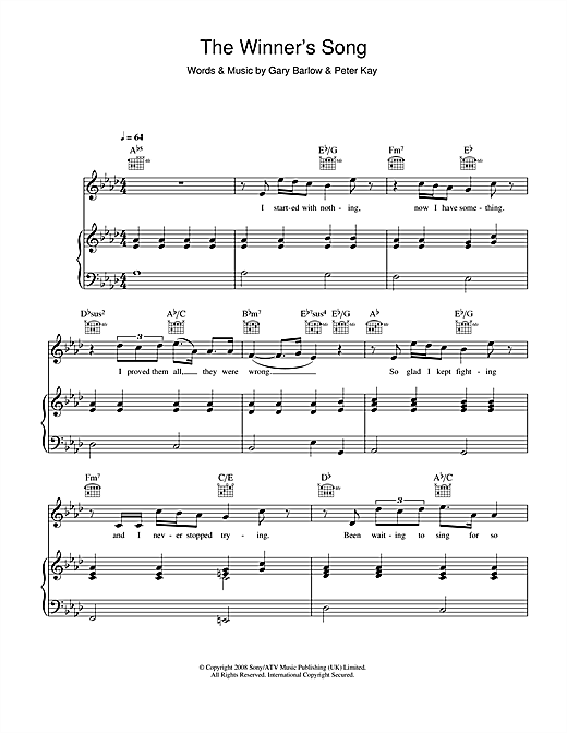 Geraldine The Winner's Song sheet music notes and chords. Download Printable PDF.