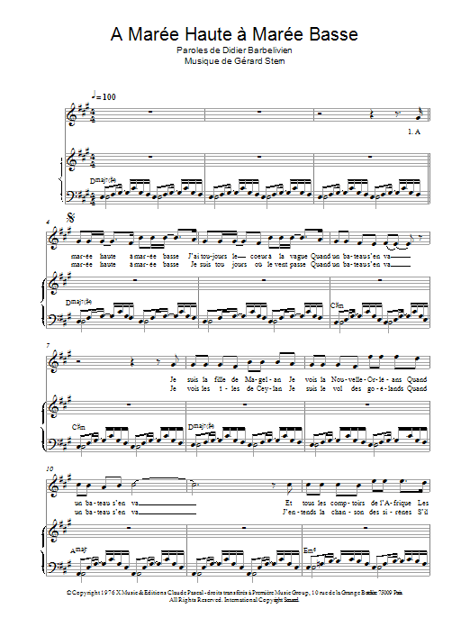 Learn to play Gérard Stern A Maree Haute A Maree Basse sheet music for Piano & Vocal in minutes. Price: 6.9900$ Gérard Stern A Maree Haute A Maree Basse sheet music notes and chords arranged for Piano & Vocal