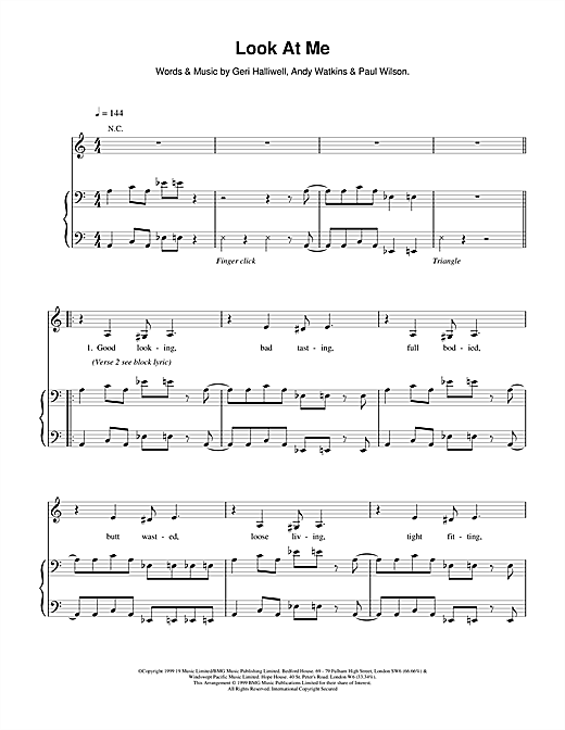 Geri Halliwell Look At Me sheet music notes and chords arranged for Piano, Vocal & Guitar Chords