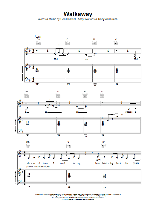 Geri Halliwell Walkaway sheet music notes and chords. Download Printable PDF.