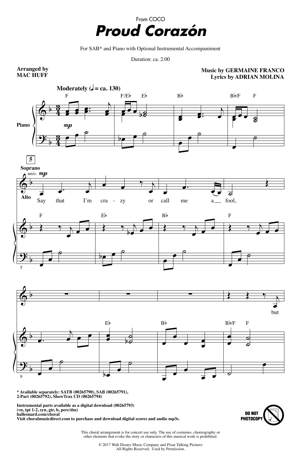 Germaine Franco Adrian Molina Proud Corazon From Coco Arr Mac Huff Sheet Music Pdf Notes Chords Children Score Satb Choir Download Printable Sku Germaine Franco Adrian Molina Proud Corazon From Coco Arr Mac Huff Sheet Music Pdf Notes Chords Children Score Satb Choir Download Printable Sku