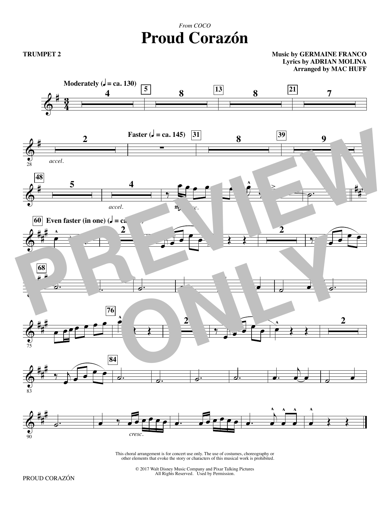 Germaine Franco Adrian Molina Proud Corazon From Coco Arr Mac Huff Trumpet 2 Sheet Music Pdf Notes Chords Children Score Choir Instrumental Pak Download Printable Sku 375707
