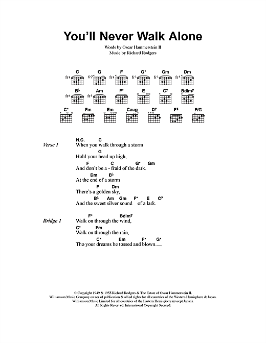 Gerry And The Pacemakers You Ll Never Walk Alone Sheet Music Pdf Notes Chords Broadway Score Guitar Chords Lyrics Download Printable Sku 40848