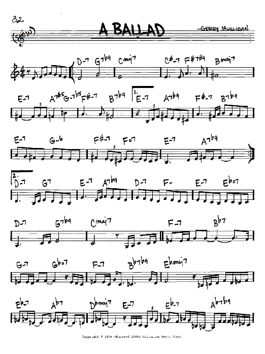 Gerry Mulligan A Ballad sheet music notes and chords. Download Printable PDF.